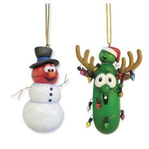 Veggie Tales 2 Piece Christmas Holiday Ornament Set with Larry the 