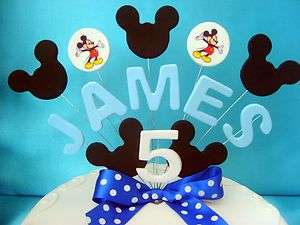 Blue Mickey Mouse Birthday Cake Topper / any name & age  