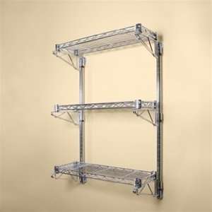  3 Shelf Chrome Wire Wall Mounted Kit 8d x 30w x 34h 