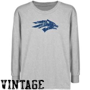 Nevada Wolf Pack Youth Ash Distressed Logo Vintage T shirt   
