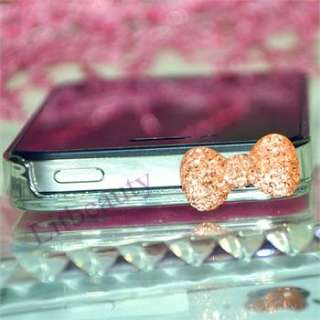 10pcs Bow Bling Crystal 3.5mm Earphone Ear Cap Dock Dust Plug iPhone 