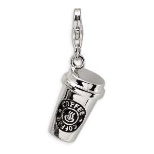 New Amore La Vita Sterling Silver 3 D Coffee Cup Charm with Lobster 