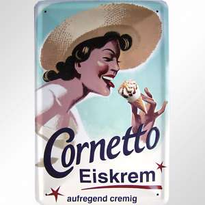 LANGNESE CORNETTO 70IES REKLAME BLECHSCHILD  