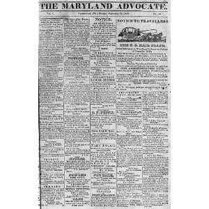  Maryland Advocate,Cumberland,MD,1824,advertisements