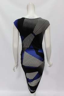 BCBG Max Azria womens dell larkspur blue combo zip front dress M $158 