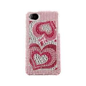  Diamond Two Piece Phone Cover Case Pink Hearts For Apple 