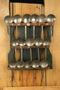 Circa 1750s Spoon Rack w/ Original Heavy Pewter Spoons  