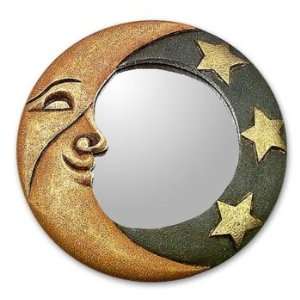  Cedar wood mirror, Moon and Stars