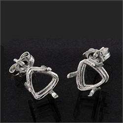   Sterling Silver Pre notched 7mm Trillion Side Mount Earring Settings