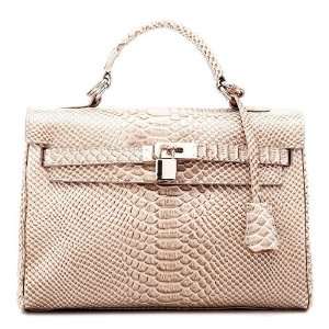   Bag Handbag Tote Briefcase Snakeskin Lock Women New Apricot 1170103