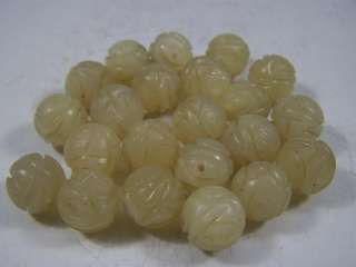Chiense 1910s 22 carved hetian jade beads h1321  