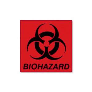   Biohazard Decal, 6 x 5 3/4, Fluorescent Red