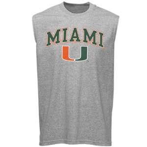 Miami Hurricanes Ash Big Arch n Logo Sleeveless T shirt (Small 
