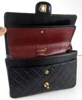   CHANEL Classic Coco Black Quilted Lambskin 2.55 Double Flap Bag Purse