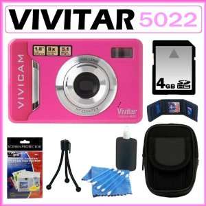  Vivitar Vivicam 5022 5.1MP Digital Camera in Pink + 4GB 