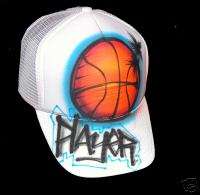 Airbrushed B Ball Trucker Hat / Airbrush your name  