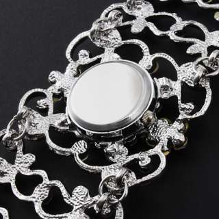 Exquisite Womens Ladies Pure Bracelet Silver Wrist Watch White DMD 