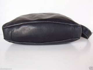 PERLINA shoulder hand bag PURSE BLACK LEATHER silver  