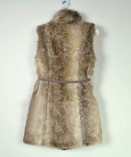 Zara 2011 New Fur Womens Coat Long Tank Top/Vest Luxurious +Belt 