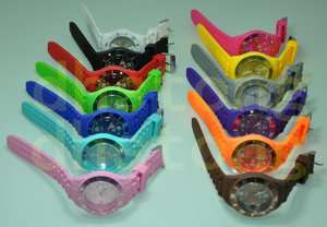 new colorful ice Calendar Wheel Silicone Jelly Date Wrist Watch  