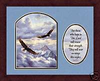 Framed Eagle Art Scripture Christian Catholic 9 x 11  