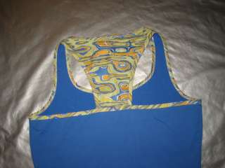 LBH STRETCH TANK TOP Exercise Tennis Shirt Blue LARGE  