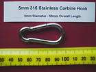 M5 5mm (3/16”) Marine Stainless Carbine Snap Spring Hook.316 A4