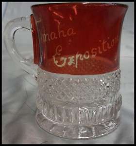 1898 OMAHA EXPOSITION WORLDS FAIR FLASHED GLASS CUP  