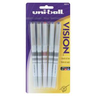 Uni Ball Vision Roller Ball Pens Fine Point Asstd Ink 070530605105 