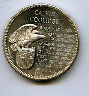 Calvin Coolidge STERLING silver coin / medallion EAGLE  