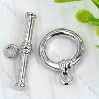 5pc White Gold Plated Toggle OT Clasp 15*12mm Silver Tone Finding 