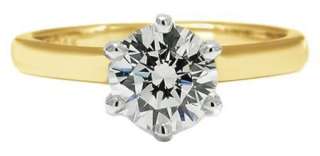 75 CT ROUND MOISSANITE CATHEDRAL ENGAGEMENT RING 14KTT  
