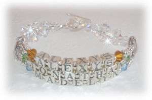 Swarovski Crystal Rock Candy Mothers 3 Names Bracelet  