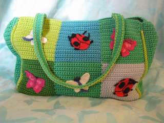 NWOTs Sak Crochet Butterfly Ladybug Shoulder Tote Purse Large Handbag 