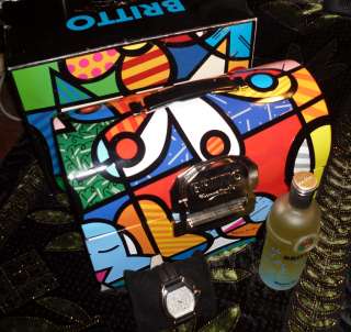 Romero Britto Metal Lunchbox Gift Set Perfume + Watch Very Nice 