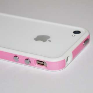 White Baby Pink Bumper Case Cover with Metal Buttons For Apple iPhone 