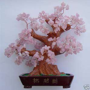 FENG SHUI NATURAL PINK ROSE QUARTZ GEM STONE MONEY TREE  