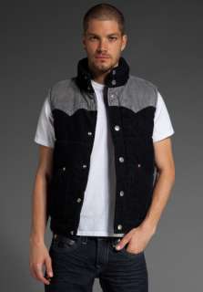 TRUE RELIGION Carter Corduroy Vest in Black  