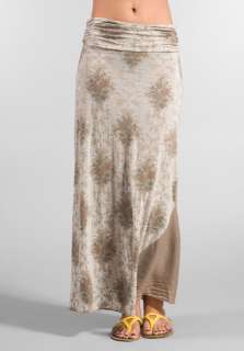 TESTAMENT Baroque Rose Long Skirt in Taupe  