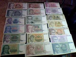 Yugoslavia SET#4 19 Different Banknotes ALL CIRCULATE  