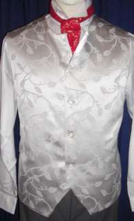 Silver Scroll Holly Waistcoat Christmas Theme Vest 40  
