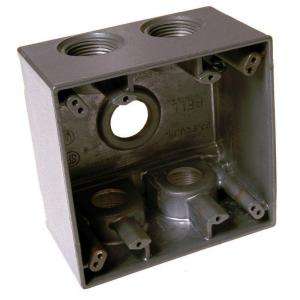 Bell 2 5/8 in. 2 Gang, 5 Hole, 1 in. Outlet, Gray Weatherproof Box 