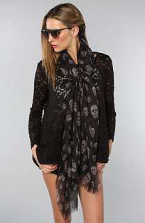 Accessories Boutique The Skull Scarf in Black and Gray  Karmaloop 