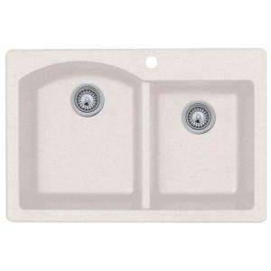   Dual Mount Granite 33x22 1 Hole Double Bowl Kitchen Sink in Bianca