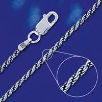   Diamond Cut Rope Necklace Oxidized Chain 1.5mm Solid 925 Italy  