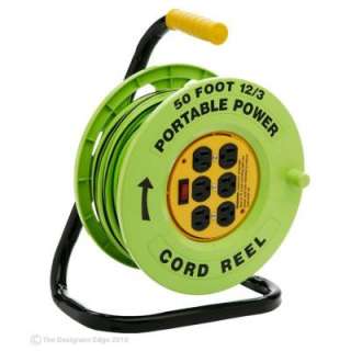 Designers Edge 50 ft. 12/3 Cord Reel with 6 Outlets   Green E 238 at 