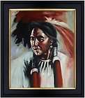 Framed Hand Painted Oil Painting Portrait of a Native American