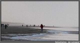 Leinwand Bild Strand Nordsee Winter Wolken Sand Watt  