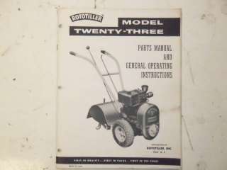 Original Troy Rototiller Parts Manual 1950s Model 23  