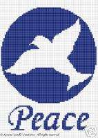Crochet Patterns   WHITE DOVE PEACE afghan pattern  
